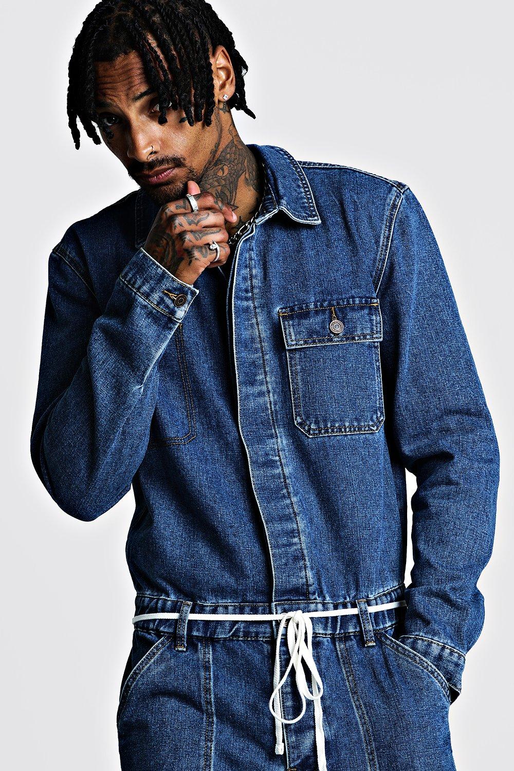 Denim Boilersuit With Shoe Lace Belt